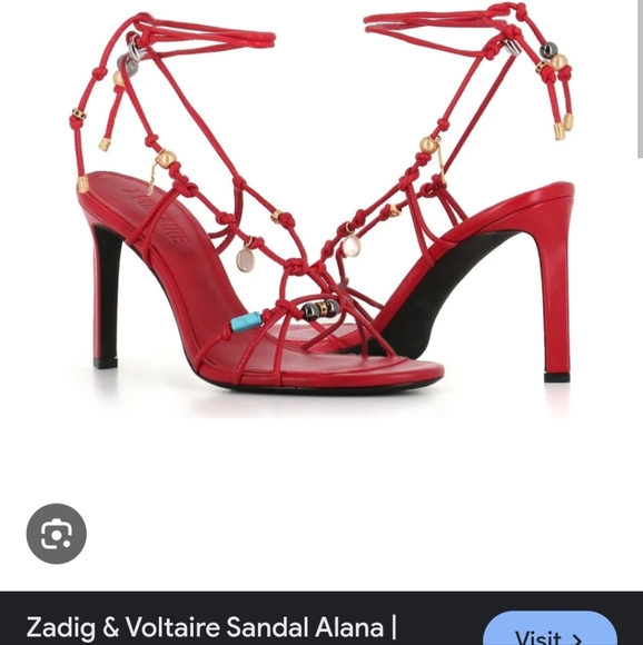 NWT Zadig & Voltaire Alana Leather charm jewel stone strappy Sandals High Heels - Picture 7 of 16